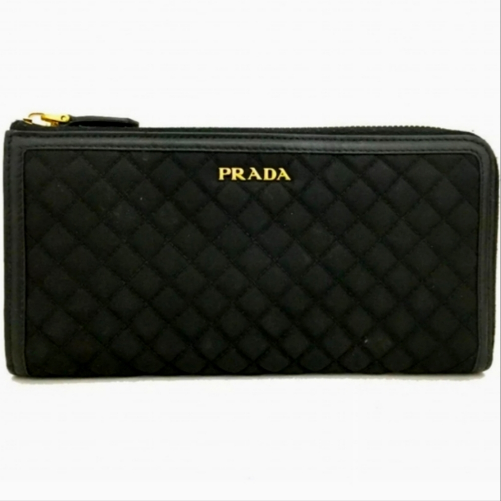 Prada Black Quilted Zip Wallet with Gold Logo - Picture 9 of 9